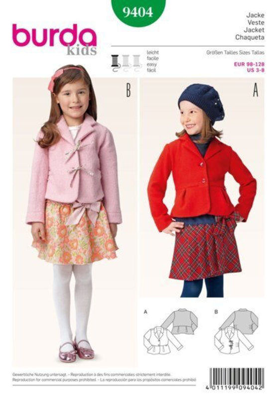 Picture of B32 BURDA 9404: GIRL'S JACKET SIZE 3-8