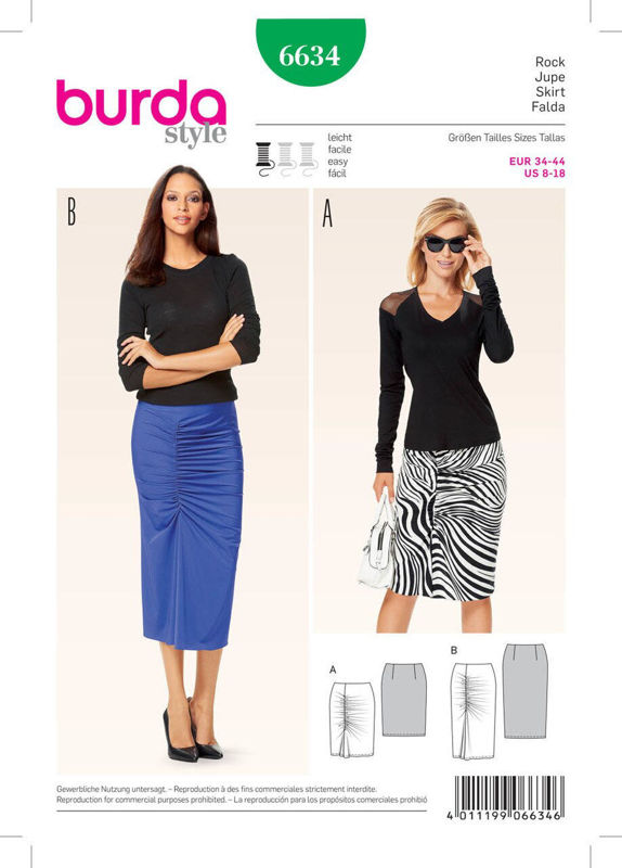 Picture of B92 BURDA 6634: FITTED SKIRT SIZE 8-18