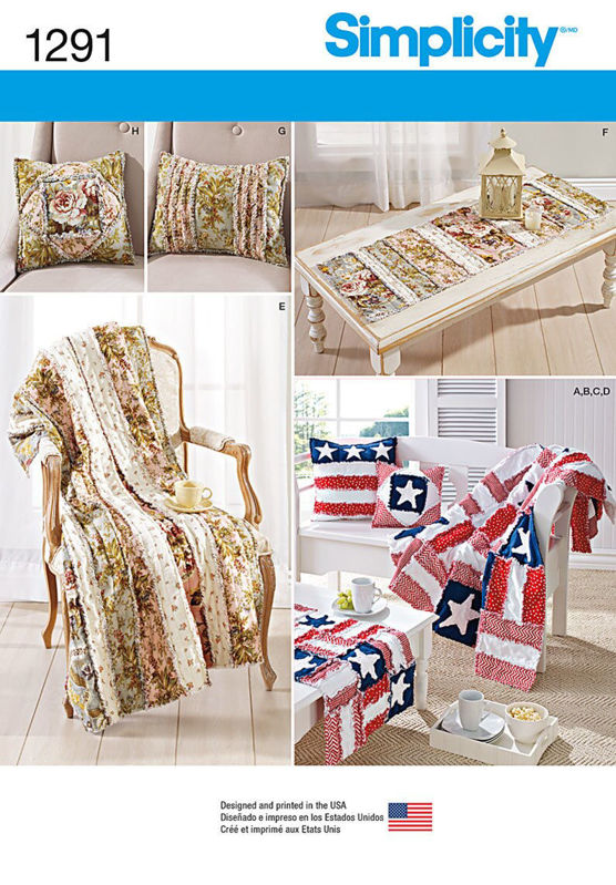 Picture of B100 SIMPLICITY 1291: RAG QUILTED THROWS, PILLOWS, BENCH & TABLE RUNNERS 