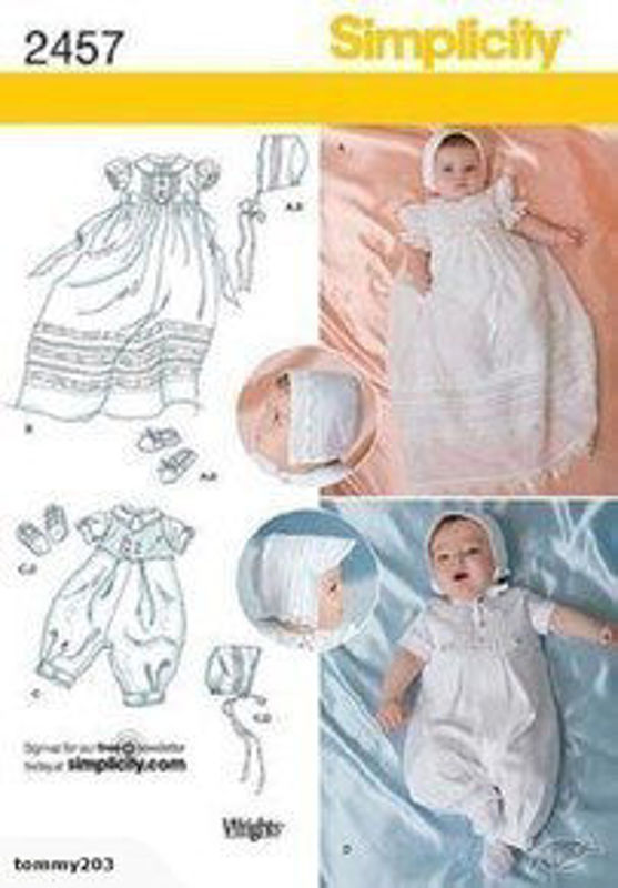 Picture of B127 SIMPLICITY 2457: CHRISTENING SET WITH BONNET SIZE NB-12M