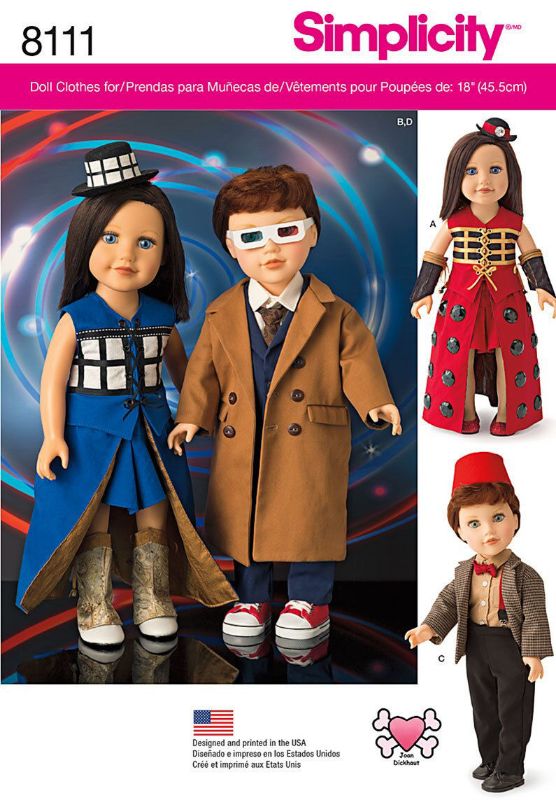 Picture of D2 SIMPLICITY 8111: DOLLS CLOTHES (DOCTOR WHO) SIZE 18" or 45.5cm
