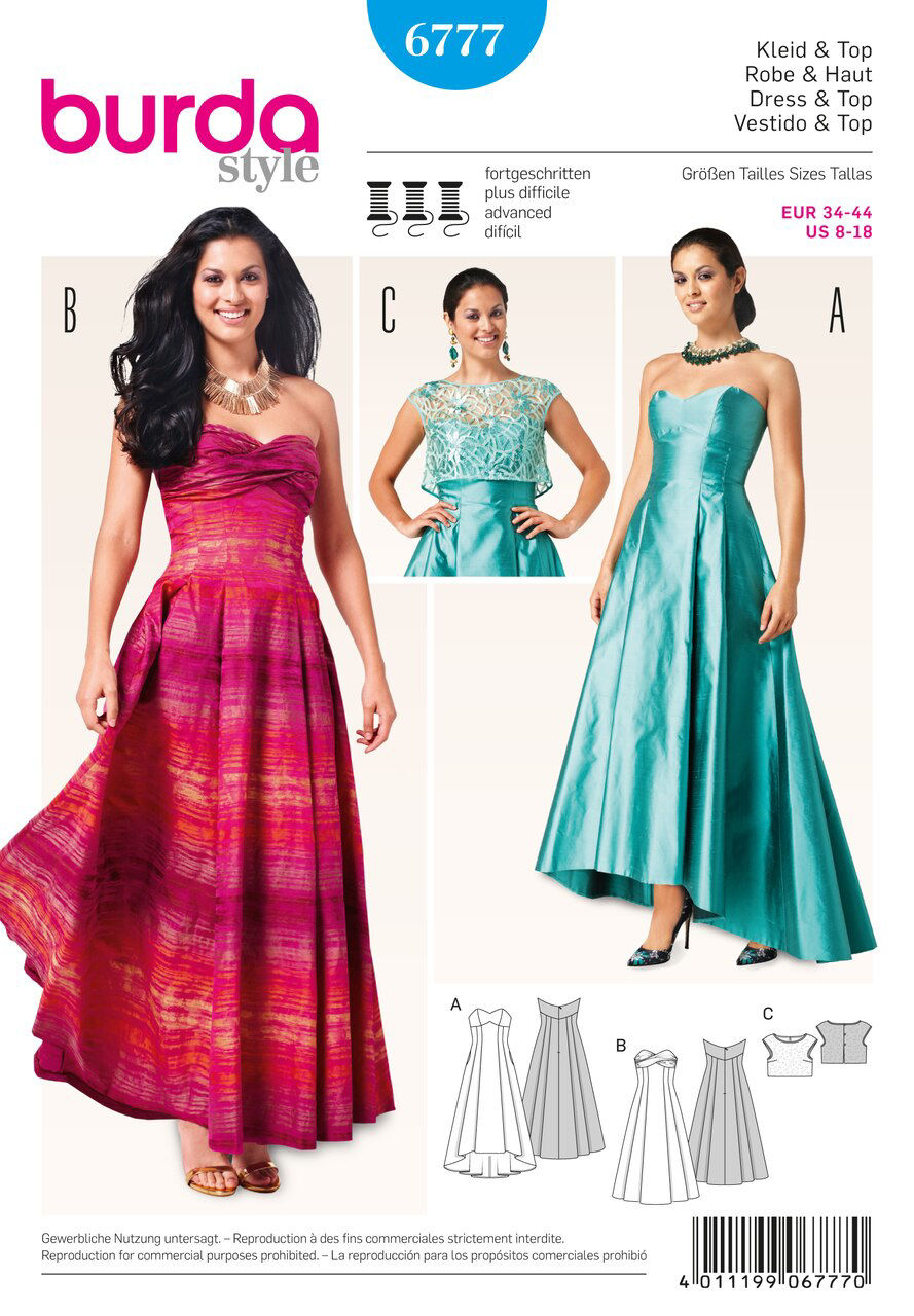 sachin and babi light blue dress Burda 7689 Long Evening Dress, Wedding Gown with Empire Bodice, Uncut, –  Patterns Central main image 1