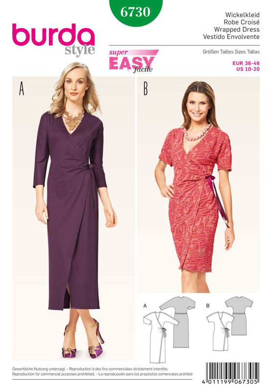 Picture of 44 BURDA 6730: CROSS OVER DRESS SIZE 10-20