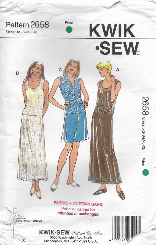Picture of C90 KWIK*SEW 2658: SKIRT & TOP SIZE XS-XL 