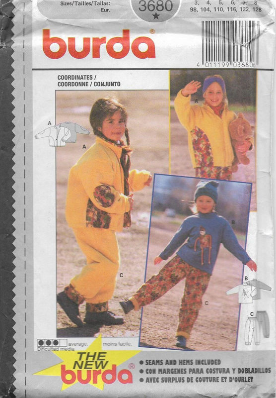 Picture of A115 BURDA 3680: CHILD'S MIX & MATCH SIZE 3-8