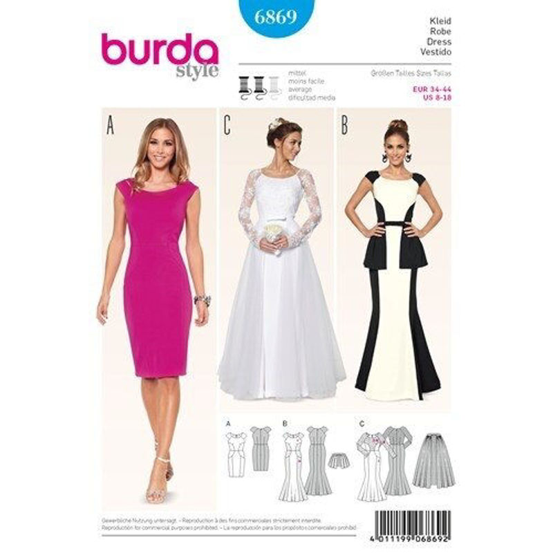 Picture of 18 BURDA 6869: EVENING DRESS SIZE 8-18