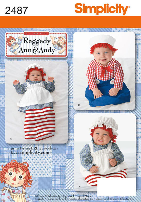 Picture of D2 SIMPLICITY 2487: RAGGEDY ANN & ANDY COSTUME SIZE 1-18M 