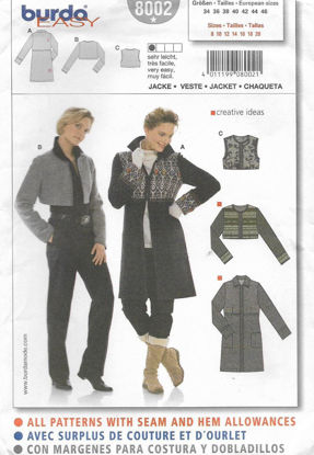 Picture of B48 BURDA 8002: JACKET, COAT & VEST SIZE 8-20