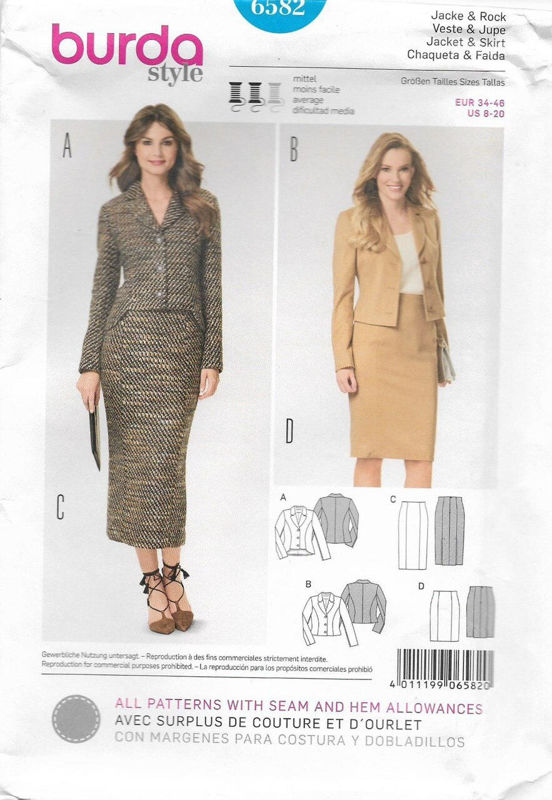 Picture of B134 BURDA 6582: JACKET & SKIRT SIZE 8-20