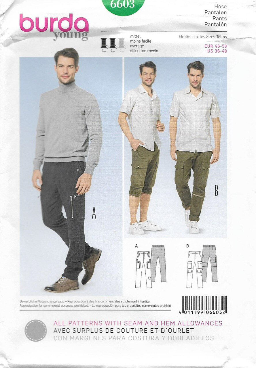 Budget Patterns. B162 BURDA 6603: MEN'S 