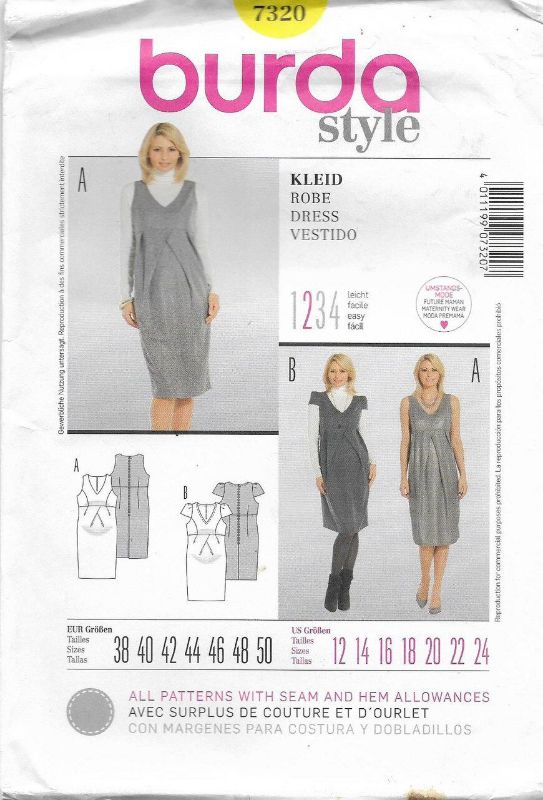 Picture of F8 BURDA 7320: MATERNITY DRESS SIZE 12-24