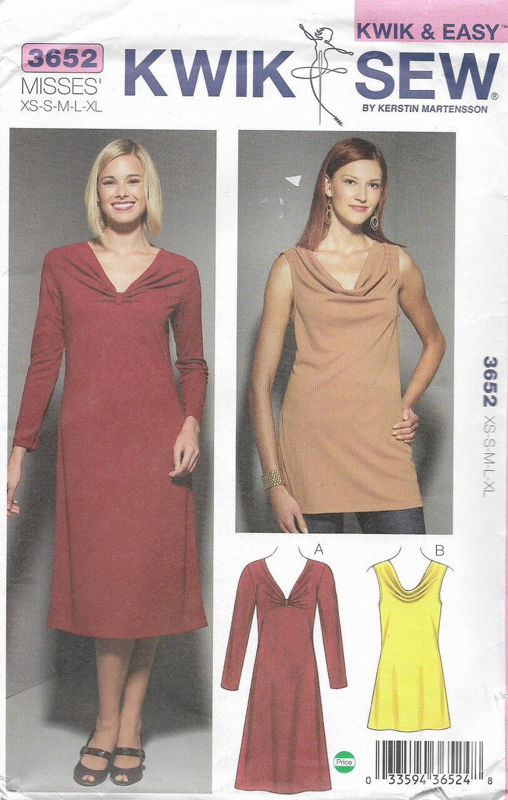 Picture of A4 KWIK*SEW 3652: TOP OR DRESS SIZE XS-XL