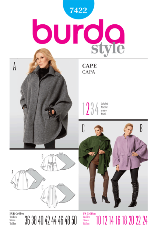 Picture of A111BURDA 7422: CAPE SIZE 10-24