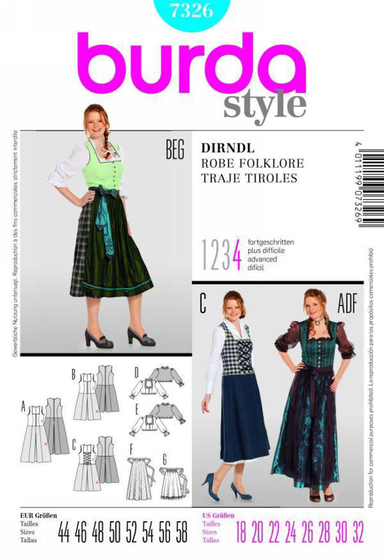 Picture of B23 BURDA 7326: MIX & MATCH SIZE 18-32