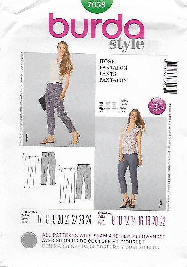 B82 BURDA 7058: PANTS SIZE 8-22