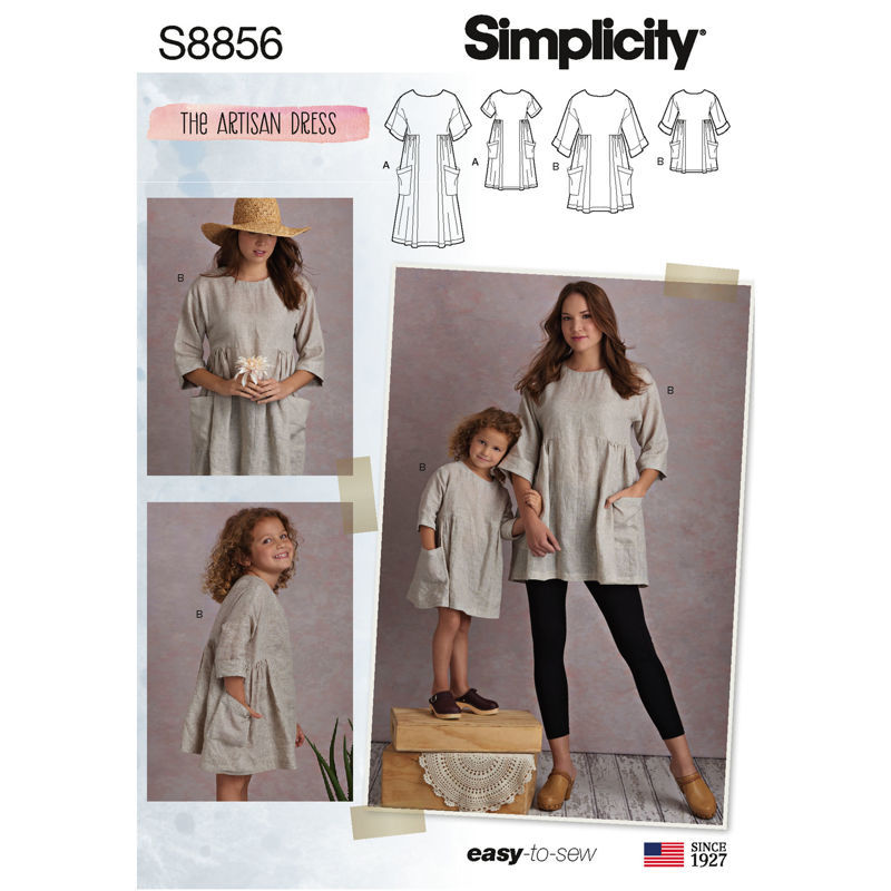 Picture of 82 SIMPLICITY S8856: MISS & CHILD'S DRESS OR TOP SIZE CHILD 3-8 & MISS 6-24