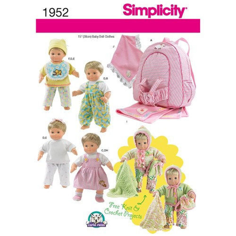 Picture of D12 SIMPLICITY 1952: DOLL'S CLOTHES & ACCESSORY'S  SIZE 15" OR 38cm