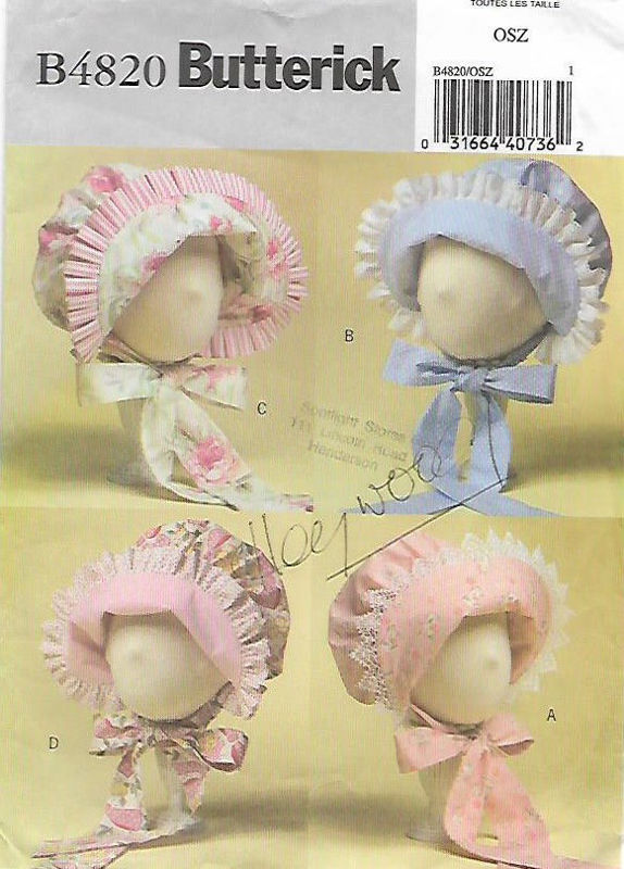 Picture of A16 BUTTERICK B4820: INFANTS  BONNET