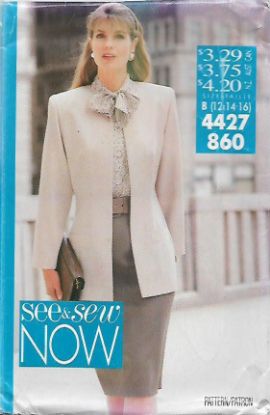 Picture of A12 SEE/SEW 4427: JACKET, BLOUSE & SKIRT WITH SCARF. SIZE 12-16