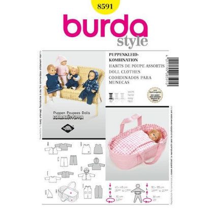 Picture of C348 BURDA 8591: DOLL'S CLOUTHES & DOLL'S BASKET