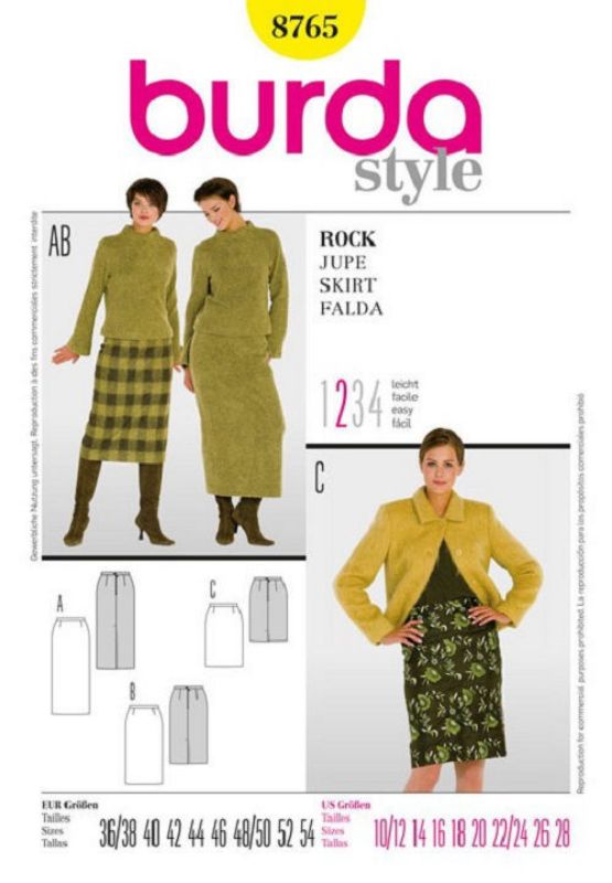 Picture of C87 BURDA 8765: SKIRT SIZE 10-28