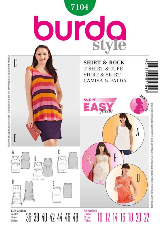 Picture of C353 BURDA 7104: TOP (MATERNITY) SIZE 10-22