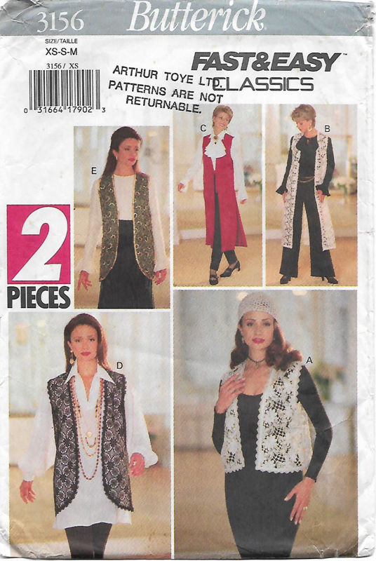 Picture of C132 BUTTERICK 3156: WOMAN'S VRST SIZE XS-M