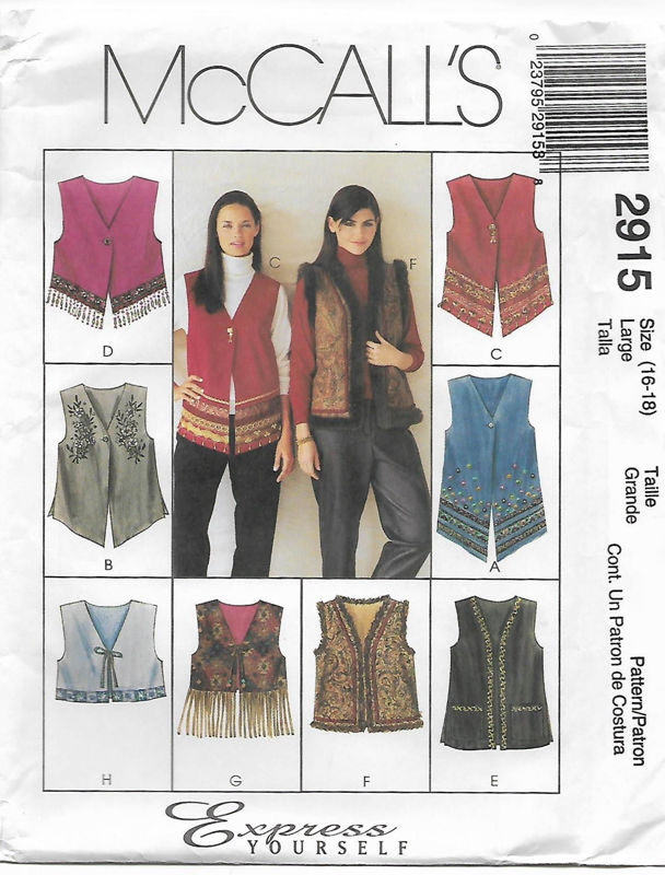 Picture of C114 McCALL'S 2915: VEST SIZE 16-18