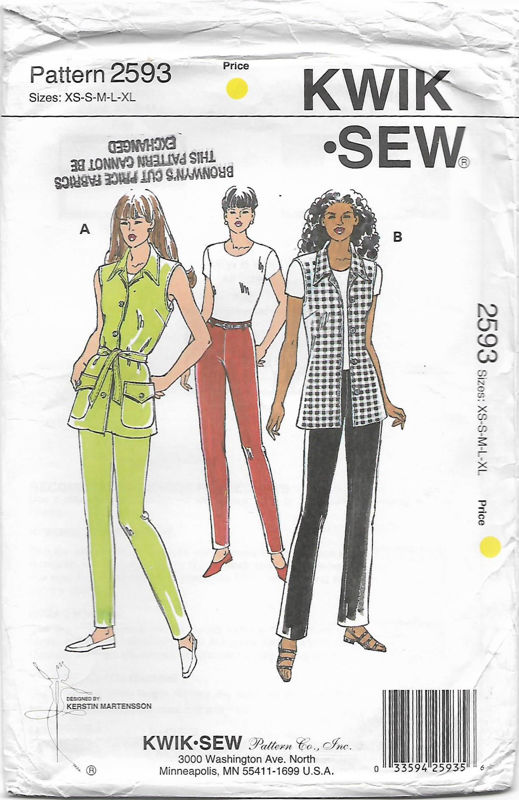 Picture of C166 KWIK*SEW 2593: VEST & PANTS SIZE XS-XL