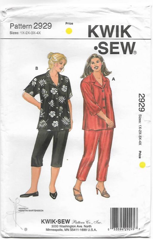 Picture of A46 KWIK*SEW 2929: SHIRT & PANTS SIZE XL-4XL