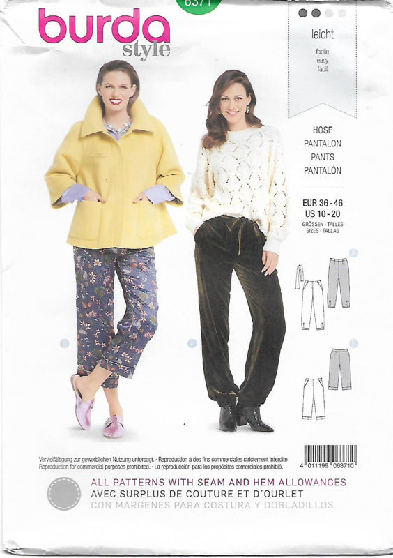 Picture of B33 BURDA 6371: PANTS SIZE 10-20