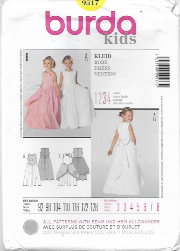 Picture of B198 BURDA 9517: GIRL'S DRESS SIZE 2-8