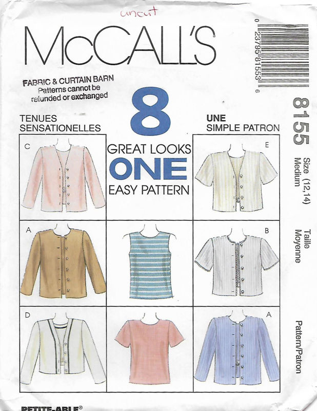 Picture of C122 McCALL'S 8155: TOP'S & JACKET SIZE 12-14