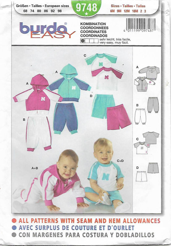 Picture of 99 BURDA 9748: BABYS MIX & MATCH SIZE 6M-3