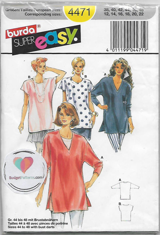 Picture of C242 BURDA 4471: TOPS SIZE 12-22