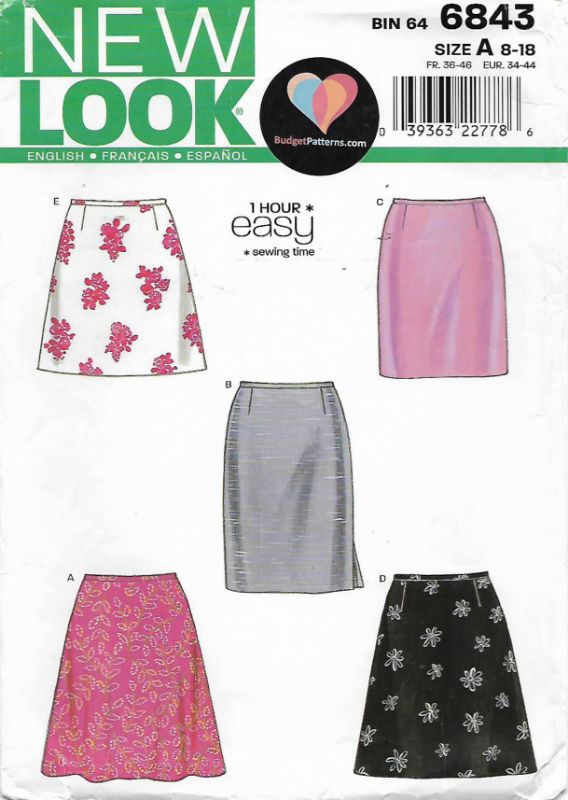 Picture of B192 NEW LOOK 6843: SKIRT'S SIZE 8-18