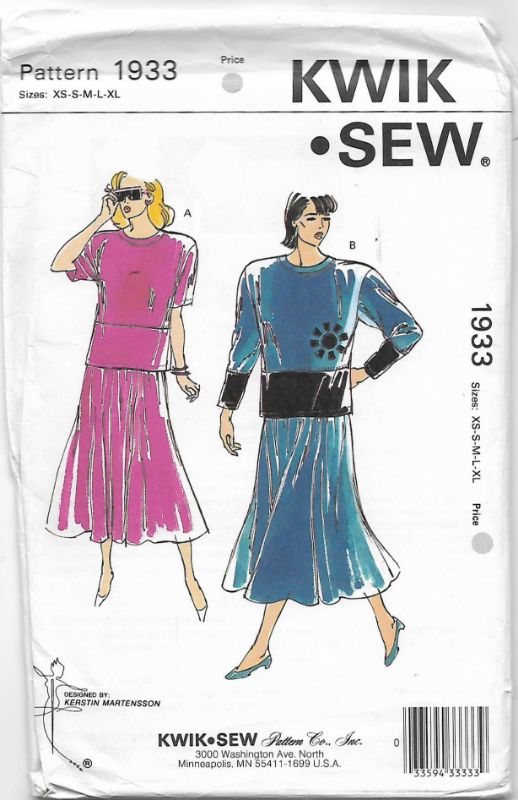 Picture of A 36 KWIK*SEW 1933: TOP & SKIRT SIZE XS-XL