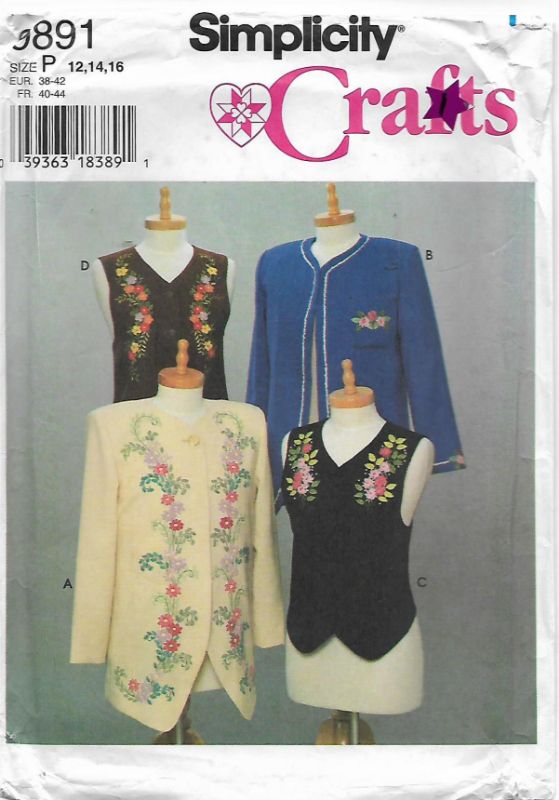 Picture of A87 SIMPLICITY 9891: JACKET & VEST WITH TRANSFERS SIZE 12-16