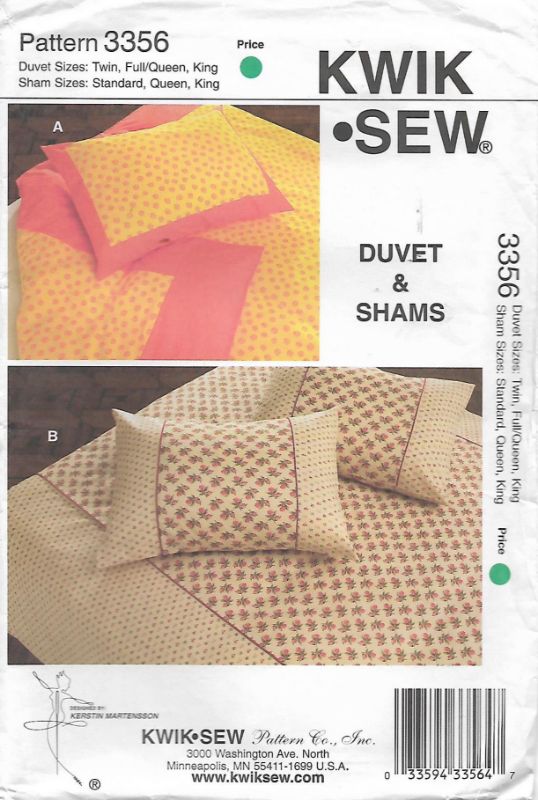 Picture of A88 KWIK*SEW 3356: DUVET & PILLOW SHAMS