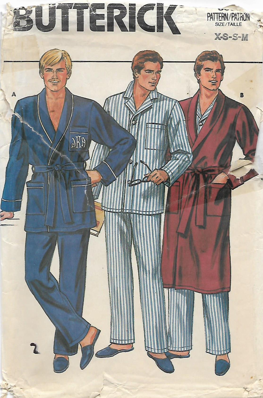 Butterick 2306 Vintage Sewing Pattern 1960s Mens Pajamas Robe
