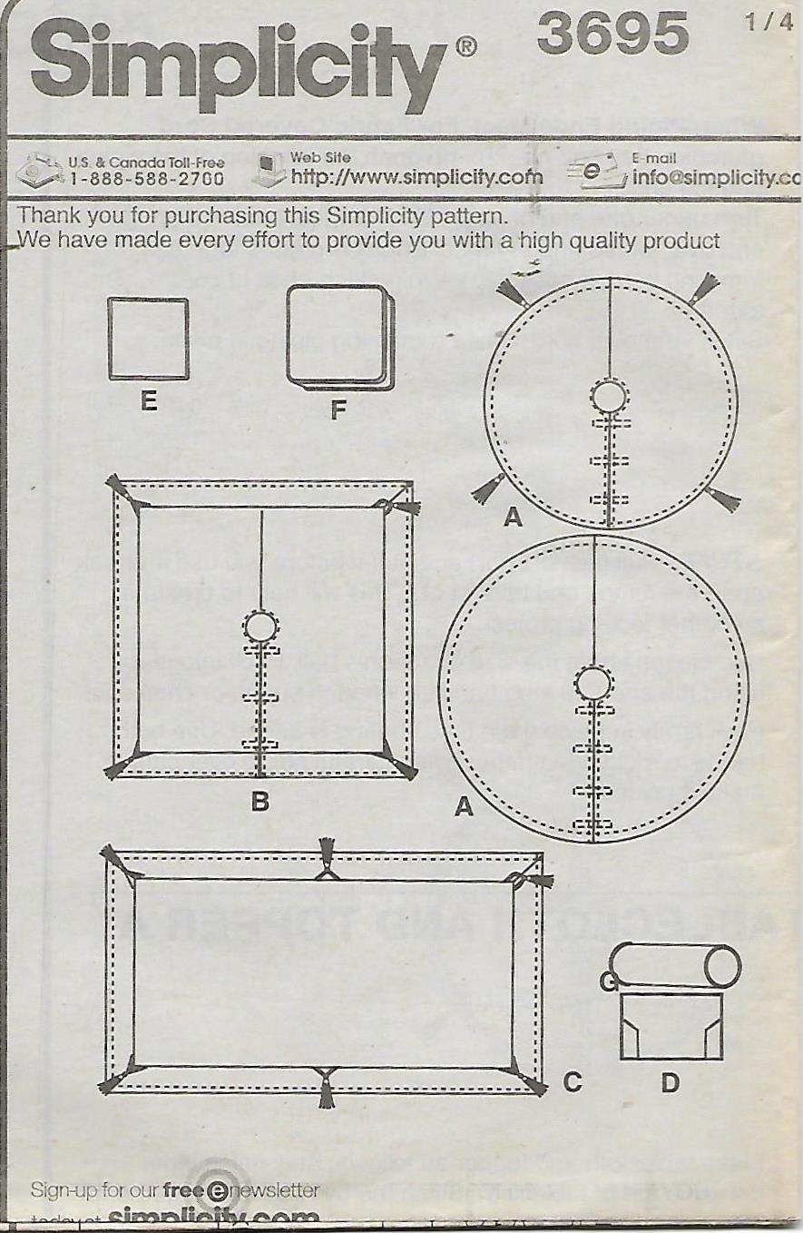 Budget Patterns. A13 SIMPLICITY 3695: OUTDOOR TABLE ACCESSORIES