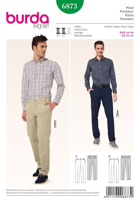 Picture of B5 BURDA 6873: MEN'S PANTS SIZE 34-44
