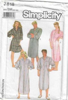 Picture of A83 SIMPLICITY 7818: MEN'S NIGHSHIRT IN THREE LENGTHS SIZE SM