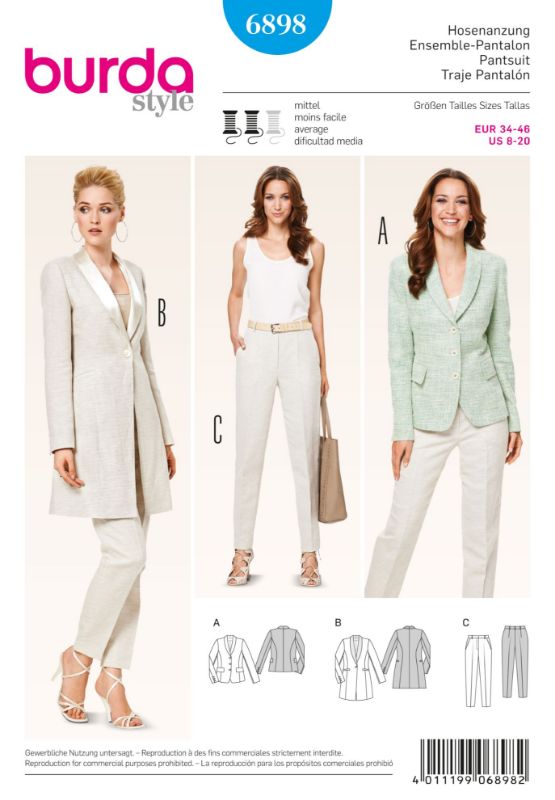 Picture of B165 BURDA 6898: JACKET & PANTS SIZE 8-20