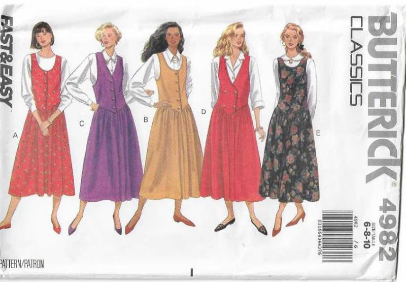 Picture of C36 BUTTERICK 4982: PINAFORE DRESS SIZE 6-10