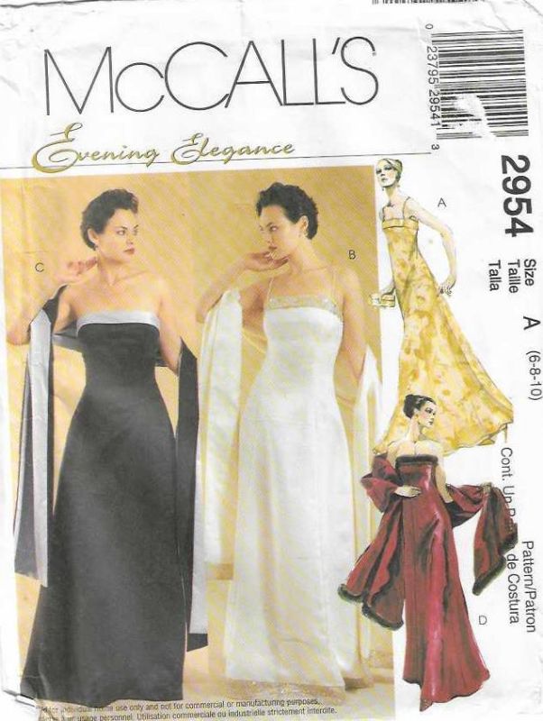 Picture of C224 McCALL'S 2954: EVENING DRESS & STOLE SIZE 6-10