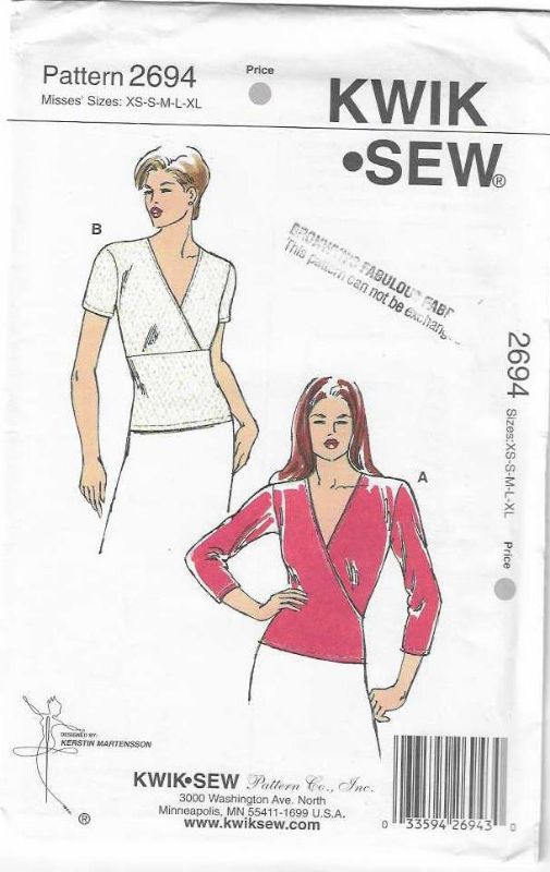 Picture of C277 KWIK*SEW 2694: TOP SIZE XS-XL 