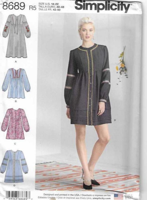 Picture of B136 SIMPLICITY 8689: TOPS & DRESS SIZE 14-22