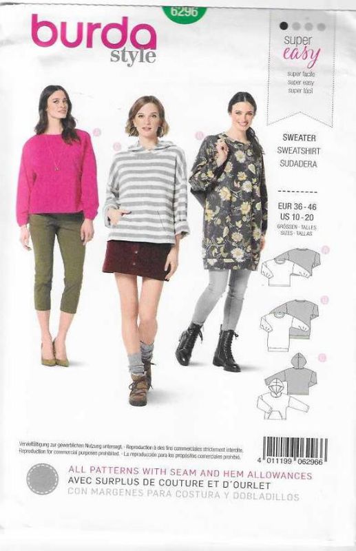 Picture of 62 BURDA 6296: TOPS SIZE 10-20