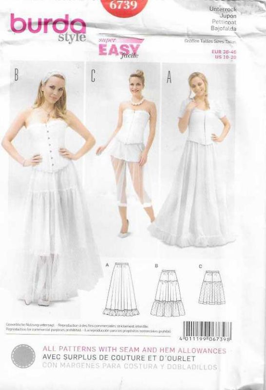 Picture of 69 BURDA 6739: PETTICOAT SKIRT SIZE 10-20